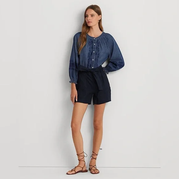 Lauren Ralph Lauren Women’s Embroidered Denim Blouse XS - Picture 3 of 3